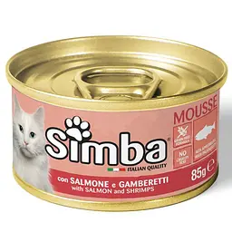 Мус для дорослих кішок Monge Simba Cat Wet Mousse лосось та креветки 85 гр