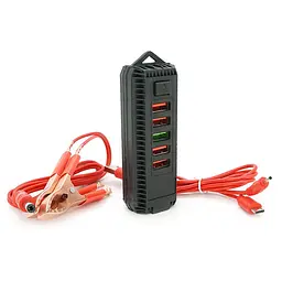 Зарядний пристрій 5 USB 2.0 Voltronic ZS11, ліхтарик, з крокодилами живлення 12 В