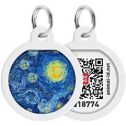 Адресник для собак і котів Waudog Smart ID з QR паспортом, Водяні лілії, S, діаметр 25 мм