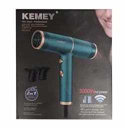 Фен Kemey CFJ-KM-8225 3000 Вт 2 швидкості Зелений (2390000004) - мініатюра 4