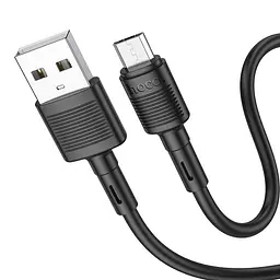 Кабель HOCO X83 USB to Micro 2. 4A, 1m, PVC, PVC connectors, чорний - мініатюра 3