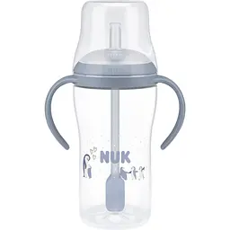 Поїльник з ручкою Nuk Perfect Match Learner Straw Cup з трубочкою 260 мл пінгвін (3954241)