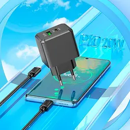 Адаптер мережевий HOCO Ocean charger CS14A 20W чорний - мініатюра 8