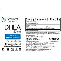 Дегідроепіандростерон Bluebonnet Nutrition Intimate Essenitals DHEA 50 мг 60 вегетаріанських капсул - мініатюра 3