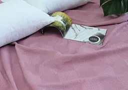 Простирадло-покривало Tag Tekstil піке 160х235 см. Клітина рожева - мініатюра 2