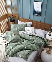 Комплект постільної білизни Ecotton полуторний 150х215 см Гілка зелений (20002АВ) (22249) - мініатюра 2