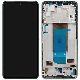 Дисплей Xiaomi Poco F4 чорний, Amoled, оригінал PRC переклеєне скло, з рамкою зеленого кольору, Nebula Green