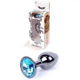 Анальна пробка Boss Of Toys Boss Series - Jewellery Dark Silver Plug Light Blue S, BS6400031, Срібний / Голубой