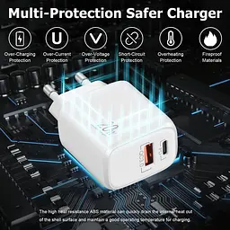 Мережевий зарядний пристрій USB-C 20W PD/QC з двома портами - мініатюра 5