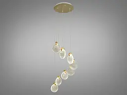Стельова люстра LED Diasha 3008/8G, 24W, золота, сучасний стиль для коридору, спальні, офісу, кафе