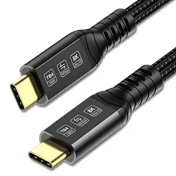 Кабель PowerPlant Thunderbolt 4, USB-C - USB-C, 40Gbps, 100 W, 20V/ 5A, 8K/60HZ, 2 м