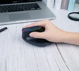 Бездротова вертикальна миша з підсвічуванням Delux M618C RGB Black - мініатюра 5