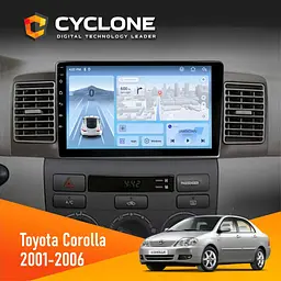 Штатна магнітола Toyota Corolla 2001-2006 Cyclone C9-012 4x64, DSP, 4G Cyclone (НФ-00009066)