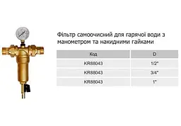 Фільтр самоочисний Karro Super KRF88043 для гарячої води 1/2" 30412 - мініатюра 3