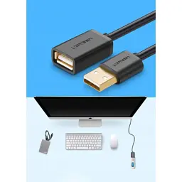 Дата кабель USB 2.0 AM/AF 0.5m US103 black Ugreen (10313) - мініатюра 2