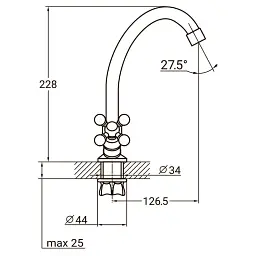 Змішувач QM 1/2" для кухні економ на гайці (КРАТНО 2шт) AQUATICA QM-1B159C (9783100) - мініатюра 2