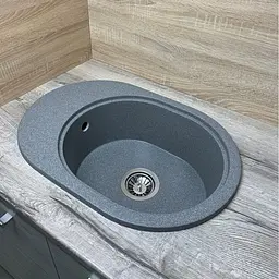 Кухонна мийка Adamant OVALE сіра 610x420x180 мм, з крилом 61 см - мініатюра 3