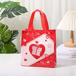 Подарункова ЕкоТорба 29х27х12 см. Червоний 4001-1 - мініатюра 2