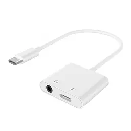 Адаптер Cablexpert USB Type-C - 3.5 мм/USB Type-C (M/F), 0.1 м, Білий (A-CM-3.5FP-01)
