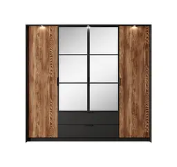 Шафа для одягу Perfect Home Мілтон / Milton 4-дверна з дзеркалом 4D2S/220 Каштан/антрацит (PFH-091085) - мініатюра 5