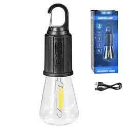 Лампочка кемпінгова акумуляторна  BL HK 169C з карабіном USB теплий білий 
