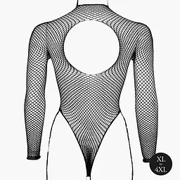 Боді з рукавом Le Désir With Fishnet Structure, Plus Size (чорний) - мініатюра 8