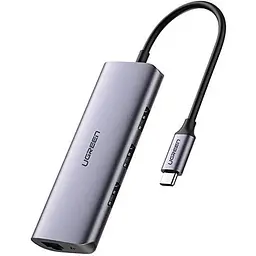 Хаб Ugreen CM252 Usb-C - 3 x Usb 3.0 RJ45 Micro Usb Multifunction Adapter сріблястий (60718)