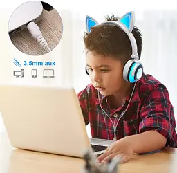 Навушники UFT M+ BL108 White з котячими вушками та підсвіткою - мініатюра 12