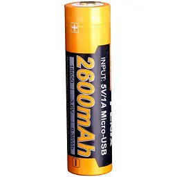 Акумулятор Fenix 18650 (2600 mAh) micro usb зарядка - мініатюра 3