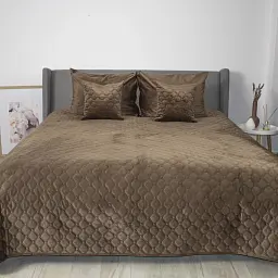 Покрывало ТЕП велюровое Velour Ромб круглый 240x260 см кофейное