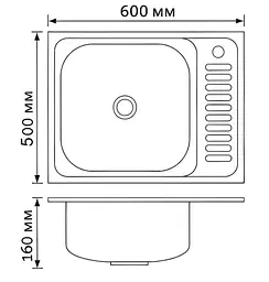 Мийка кухонна Brinex 6050-L 0.6 мм, накладна BRIN6050LSAT06 - мініатюра 7