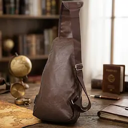 Сумка крос боді з емблемою зі шкірозамінника 20569 Vintage коричнева - мініатюра 5