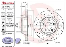 Диск тормозной вентилируемый Bmw 3, X1 04-15г Brembo ( 09.A270.1X )