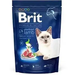 Сухий корм Brit Premium Cat by Nature Sterilized Lamb для стерилізованих котів з ягням 1500 г