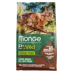 Сухой корм для котов Monge Cat Bwild Gr.Free, буйвол, 1,5 кг - мініатюра 2