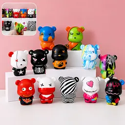 Колекція Антистрес іграшок Ведмедик Беарбрік Bearbrick EcoKraft 10см 12 шт. Сквіш (6930566891429) - мініатюра 2