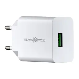 Мережевий зарядний пристрій Usams CC083 T22 Single USB QC3.0 Travel Charger ( EU ) Білий