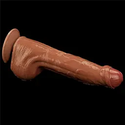 Фалоімітатор LoveToy Sliding-Skin Dual Layer Dong 29 см коричневий - мініатюра 21