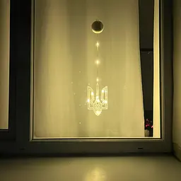 Світлодіодна гірлянда Sun Lamp фігурка Український Тризуб 10лід на батарейках 3ААА та присосці на вікно або стіну - мініатюра 3