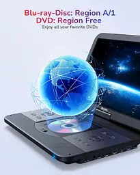 Портативний Blu-ray/DVD плеєр 17.6" з екраном 15.4", HDMI, Full HD, акумулятор 4000 мА·год - мініатюра 4