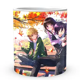 Кухоль GeekLand Noragami Бездомний Бог Юкіне, Хійорі, Ято з пляшкою восени сидять на лавці NRG 02.003 330 мл білий - мініатюра 2