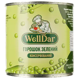 Набір: кукурудза WellDar цукрова стерилізована 340 г + горошок зелений WellDar консервований 420 мл  - мініатюра 3
