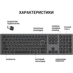 Клавіатура OfficePro бездротова чорна (SK1550B) - мініатюра 6