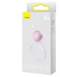 Кабель Baseus Bright Mirror 2 Series Retractable 3-in-1 Cable USB to MicroUSB+Lightning+Type-C 66W 1.1m CAMJ010105 Purple - мініатюра 4