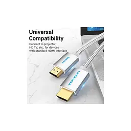 Кабель мультимедійний HDMI M to HDMI M 5.0m V2.1 4K60Hz braided aluminum alloy gray Vention (AABIJ) - мініатюра 3