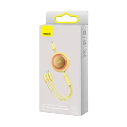 Кабель Baseus Bright Mirror 2 Series Retractable 3 in 1 Fast Charging Data Cable USB to M+L+C 3.5A 1.1 м жовтий - мініатюра 2