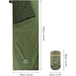 Спальний мішок Naturehike LW180 Mini NH21MSD04 Left Dark Green [697564188434] [146587] - мініатюра 2