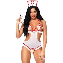 Костюм медсестри Leg Avenue Naughty Nurse, One Size, боді та шапочка