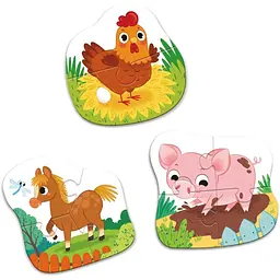 Дитячий пазл 3 в 1 DoDo Toys День на фермі 9 елементів (300394) - мініатюра 2