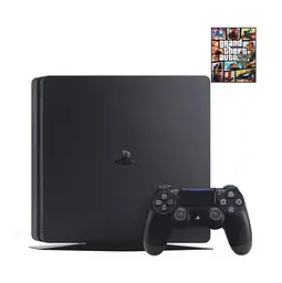 Консоль Sony PlayStation 4 SLIM 1TB Black обслугована + Геймпад бездротовий DualShock 4 + Grand Theft Auto V + гарантія Б/В - мініатюра 2